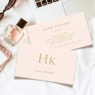 Monogramm   Classic Blush Pink Gold Einfache Chic Visitenkarte