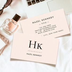 Monogramm   Classic Blush Pink Gold Einfache Elega Visitenkarte
