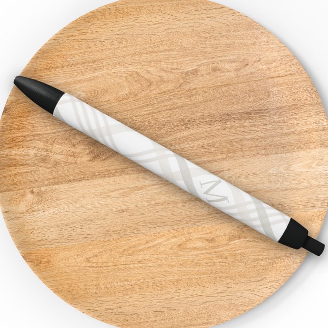 Monogramm Classic Elegant Minimal Kariert Kugelschreiber (Von Creator hochgeladen)