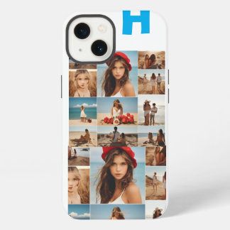 Monogramm-Collage mit 7 Fotos, Personalisiert Eleg iPhone 13 Hülle