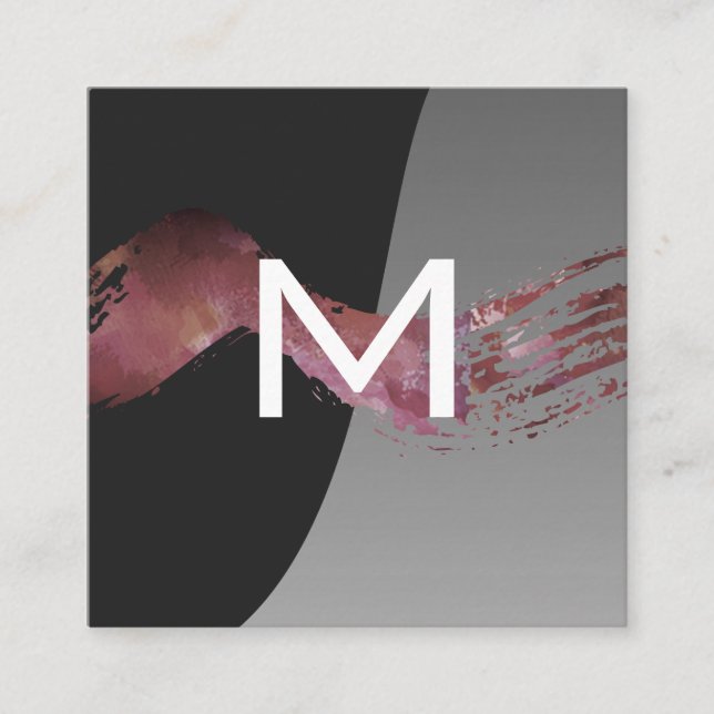 Monogramm | Color Block Artistic Brush Quadratische Visitenkarte (Vorderseite)