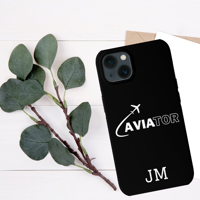 Monogramm, cooler Aviator-Flugzeug Flug, Minimalis Case-Mate iPhone Hülle (Von Creator hochgeladen)