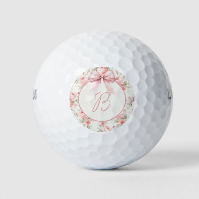 Monogramm Coquette Rosa Bogen Golfball (Vorderseite)