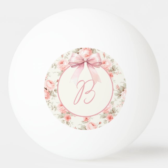 Monogramm Coquette Rosa Bogen Tischtennisball (Vorderseite)
