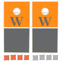 Monogramm-Cornhole-Set für Orange und Grau-Uni