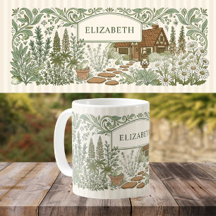 Monogramm Cottagecore Frosch Garten Kaffeetasse