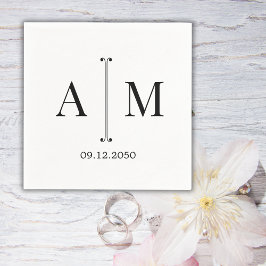 Monogramm Couple Date Einfache Minimale Hochzeit Serviette