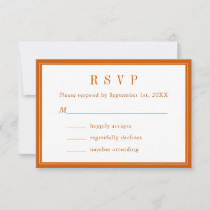 Monogramm Couple Name Einfach Orange und Weiß bren RSVP Karte