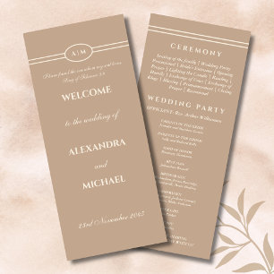 Monogramm-Cream-Taupe-Hochzeitsprogramm Christlich Programm