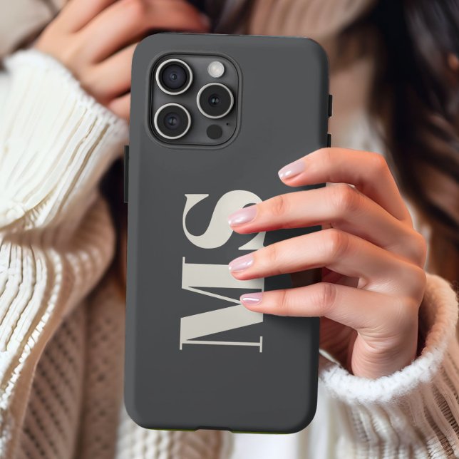 Monogramm Creme und Grau iPhone Hülle (Von Creator hochgeladen)