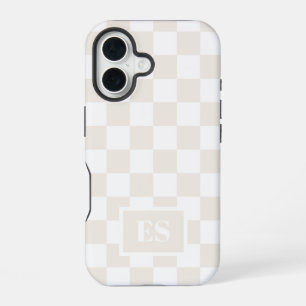 Monogramm Creme und Weißes Prüfmuster iPhone 16 Hülle