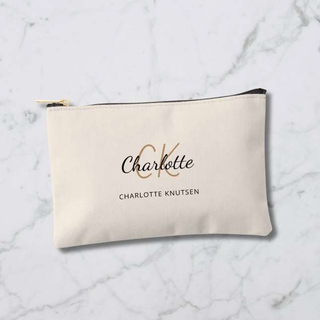 Monogramm-Cremnamenstempel modern Zubehörtasche (Von Creator hochgeladen)