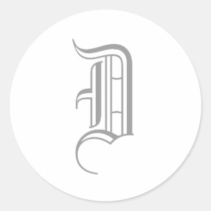 Monogramm "D" Aufkleber Alter englischer Stil_Grau