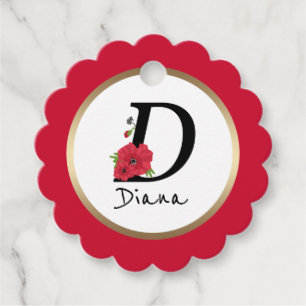 Monogramm D, Buchstabe D, Blume, Monogramm Geschenkanhänger