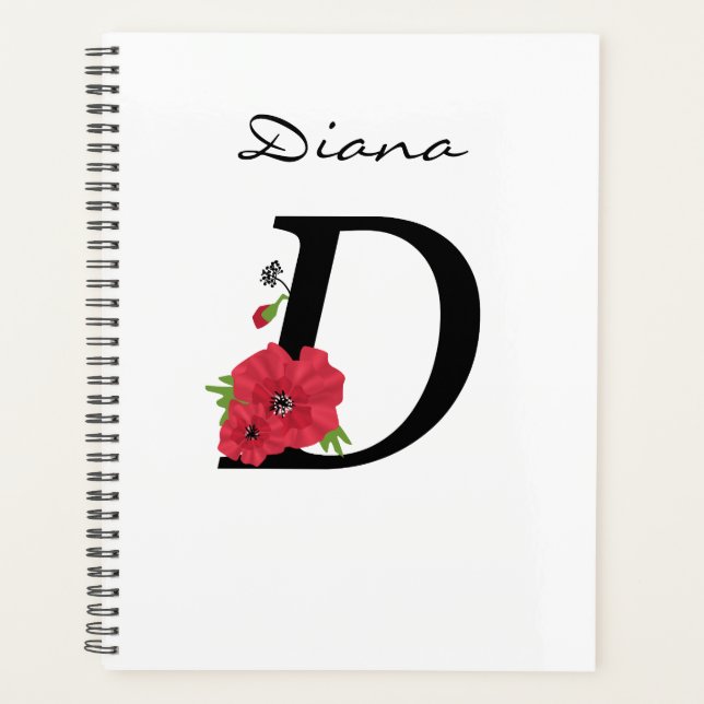 Monogramm D, Buchstabe D, Blume, Monogramm, Monogr Planer (Vorderseite)