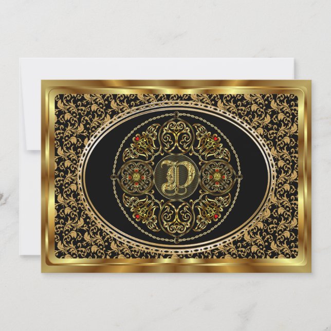 Monogramm D eins einer Art Ansicht merkt bitte Einladung (Vorderseite)