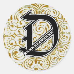 Monogramm ` D' im Gold - Aufkleber