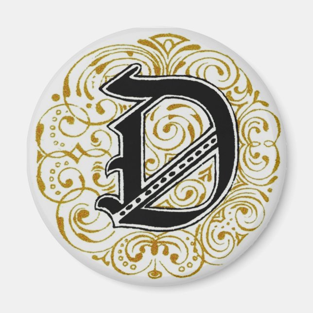 Monogramm "D" in Gold - Magnet (Vorne)