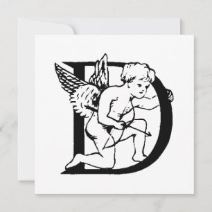 Monogramm D Initial Black and White Cupid Muster
