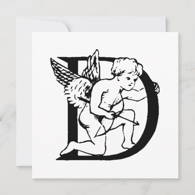 Monogramm D Initial Black and White Cupid Muster (Vorderseite)