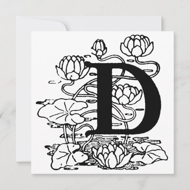Monogramm D Initial Black and White Floral Pattern (Vorderseite)