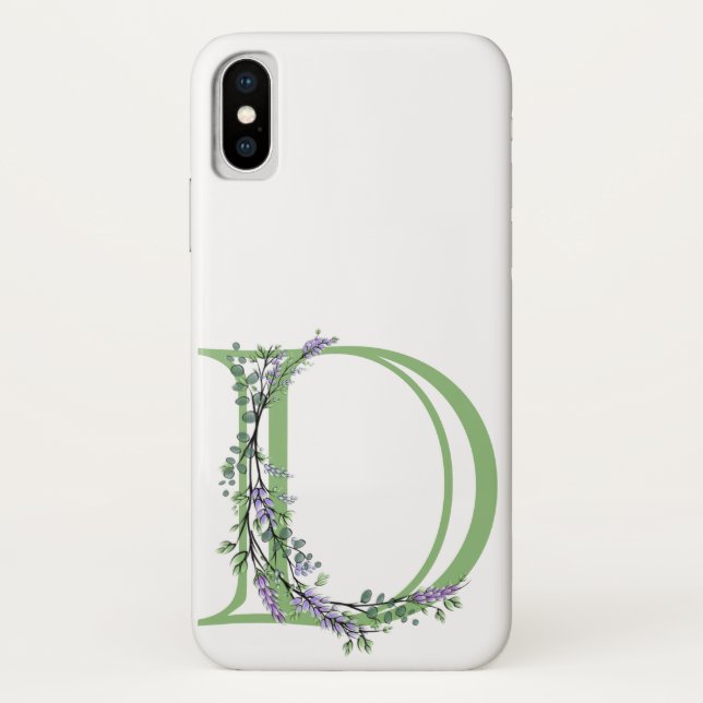 Monogramm D Lavendel Eukalyptus Case-Mate iPhone Hülle (Rückseite)
