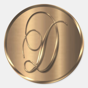 Monogramm D NONMETALLIC Bronze-Umschlag Aufkleber