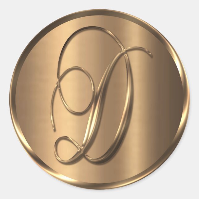 Monogramm D NONMETALLIC Bronze-Umschlag Aufkleber (Vorderseite)