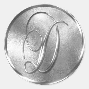 Monogramm D NONMETALLIC Silver Umschlag Aufkleber