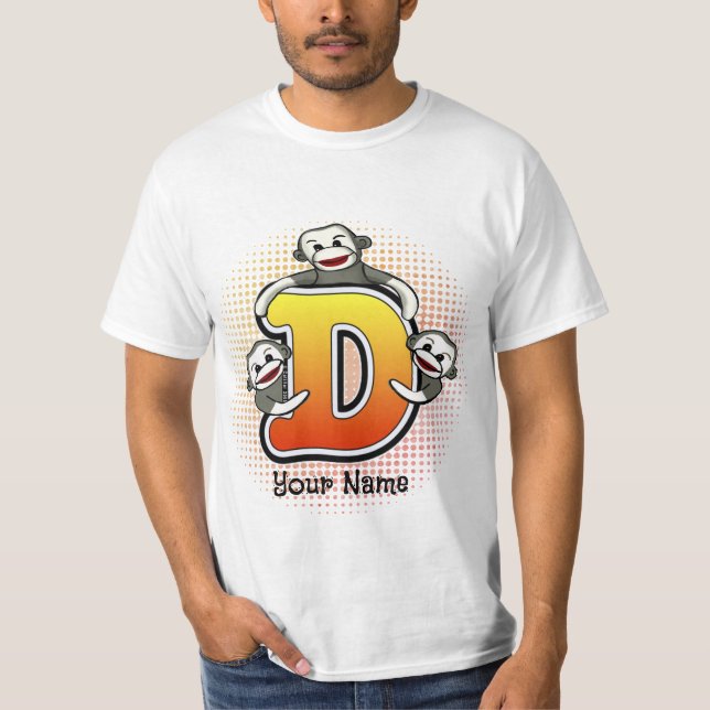Monogramm D Sock Monkey T-Shirt (Vorderseite)
