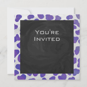 Monogramm-Dalmatiner Lila und weiß Einladung