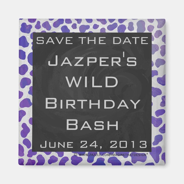 Monogramm-Dalmatiner Lila und weiß Magnet (Vorne)