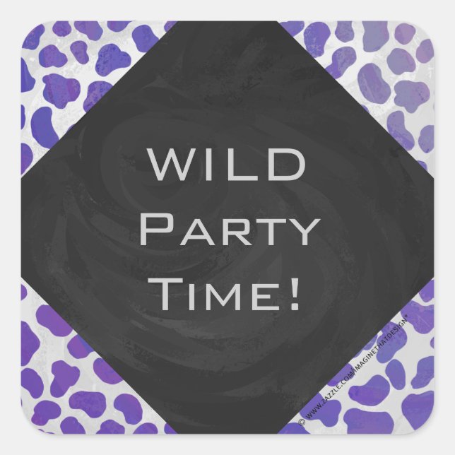 Monogramm-Dalmatiner Lila und weiß Quadratischer Aufkleber (Vorderseite)