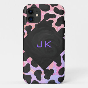 Monogramm Dalmatiner Schwarz und Rosa Case-Mate iPhone Hülle
