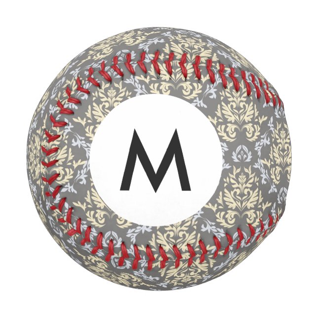 Monogramm-Damaskmuster Baseball (Vorderseite Links)