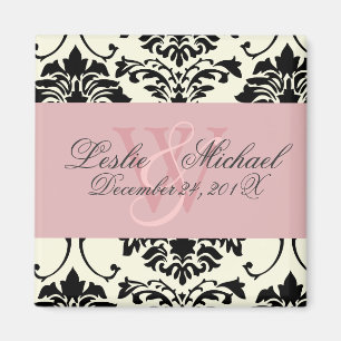 Monogramm Damast Hochzeit, Magnete