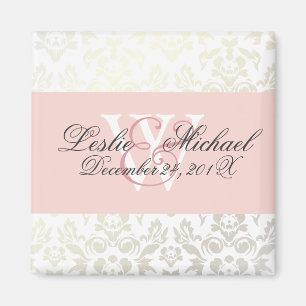Monogramm Damast Hochzeit, Magnete