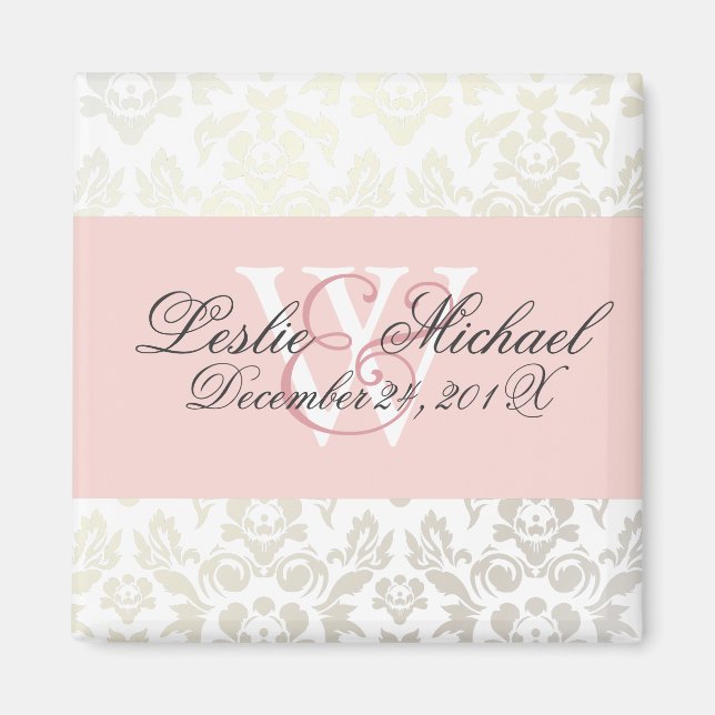 Monogramm Damast Hochzeit, Magnete (Vorne)