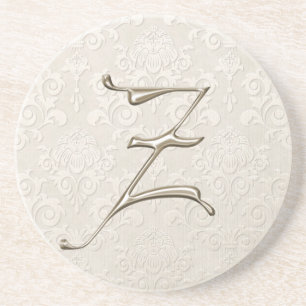 Monogramm-Damast-Untersetzer - Buchstabe Z Getränkeuntersetzer