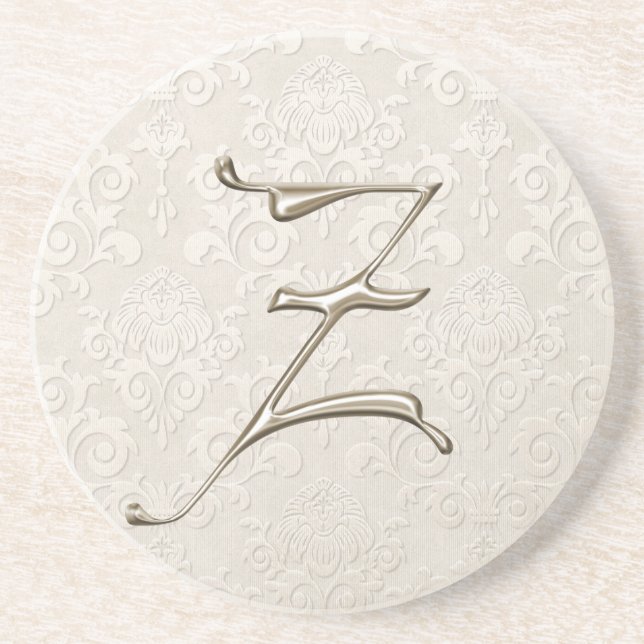 Monogramm-Damast-Untersetzer - Buchstabe Z Getränkeuntersetzer (Vorne)