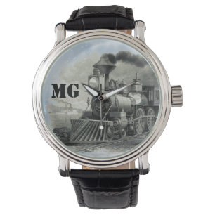 Monogramm-Dampflokzug Armbanduhr