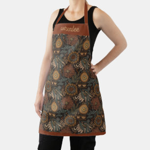 Monogramm Dark Boho Terrakotta Salbei Botanisch Schürze