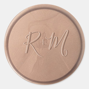 Monogramm Date Chocolate Brown Wax Siegel Sticker