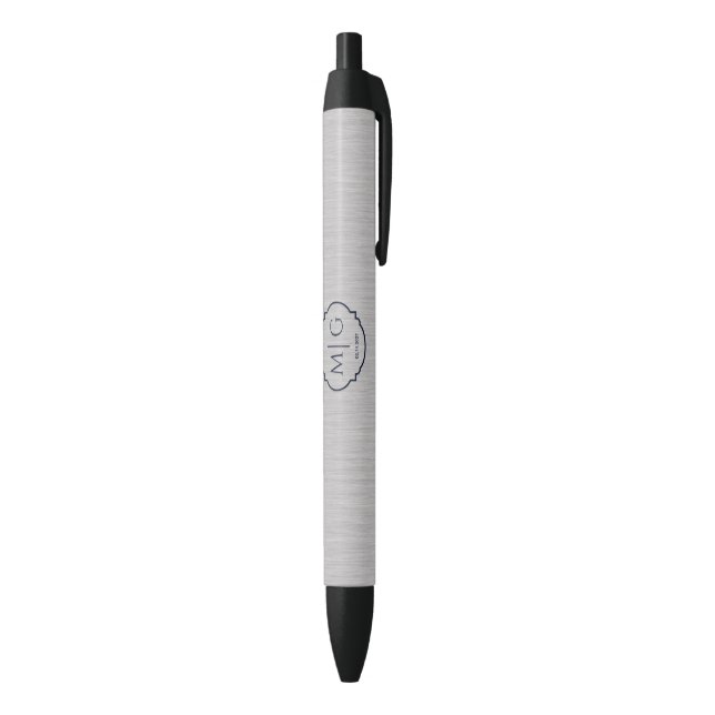 Monogramm Datum Premium gebürstete Silbermetallstr Kugelschreiber (Unterseite (Vertikal))