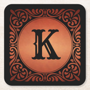 Monogramm Dekorativ Rechteckiger Pappuntersetzer