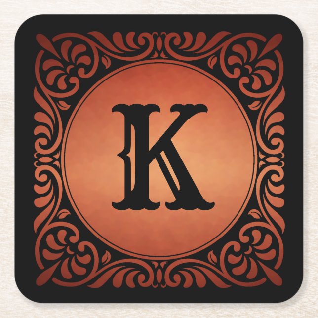 Monogramm dekorativ rechteckiger pappuntersetzer (Vorderseite)