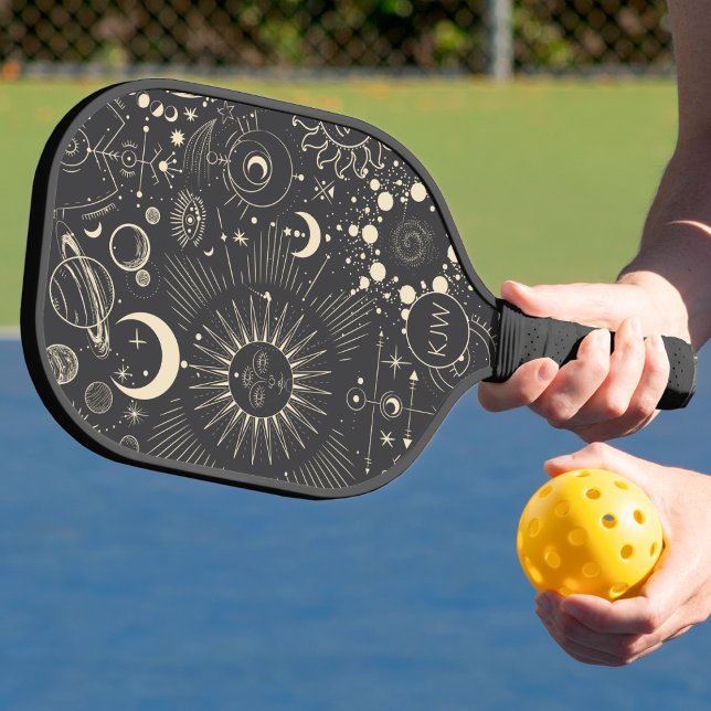 Monogramm der abstrakten Mondphasen Pickleball Schläger (Von Creator hochgeladen)