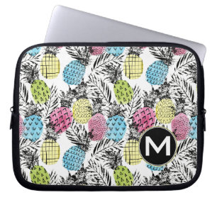 Monogramm der Ananas-Schmutz-Palmen-  Laptopschutzhülle