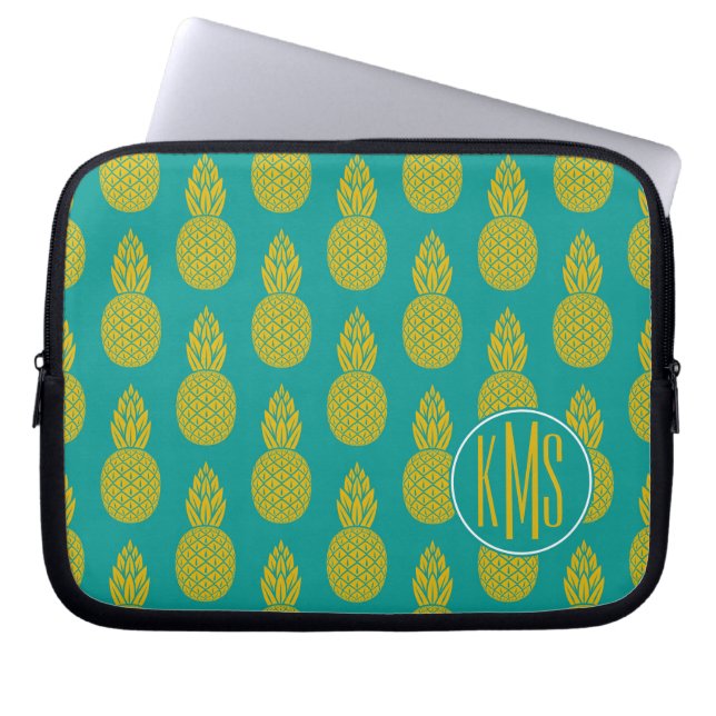 Monogramm der Ananas-tropischen Frucht-| Laptopschutzhülle (Vorderseite)