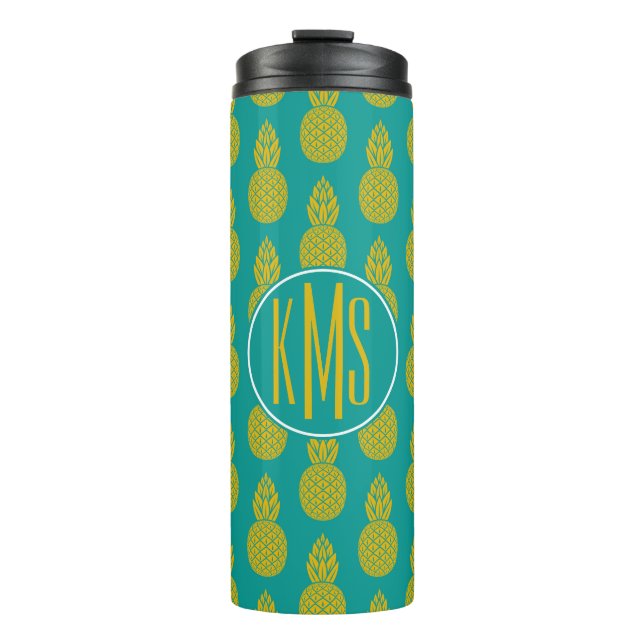 Monogramm der Ananas-tropischen Frucht-| Thermosbecher (Vorderseite)